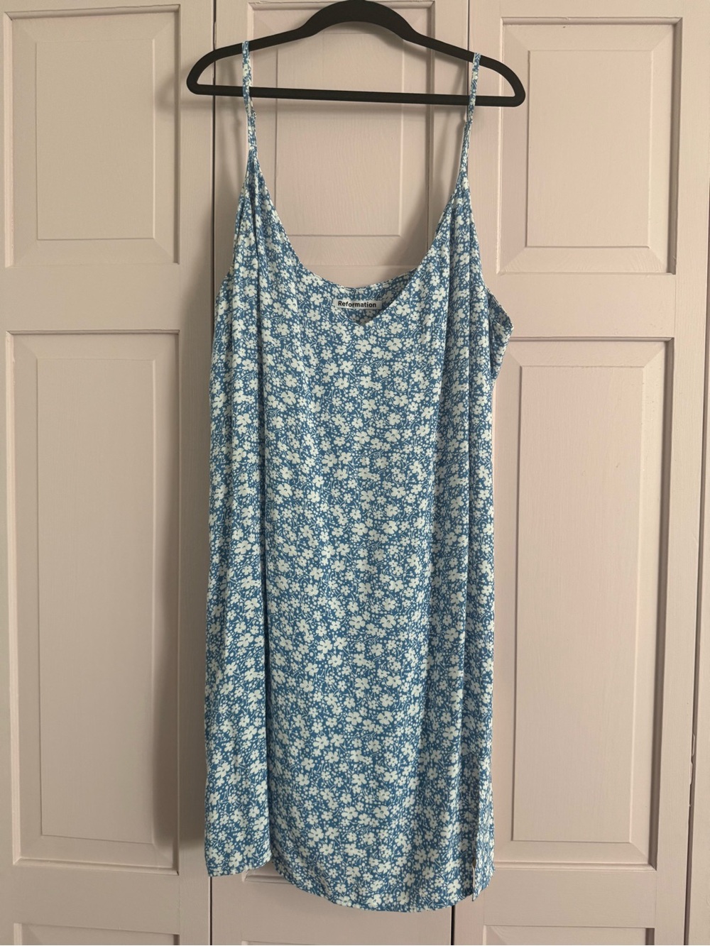 Reformation Blue Floral Mini Slip Dress